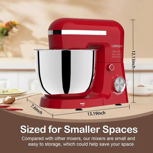 3 in 1 Electric Stand Mixer with 5.5 Quart Bowl, 10+ Speeds, Kitchen Bread Dough and Cake Mixers for Home Daily Use (Red)
